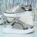 Casual Silver Leather Platform Thick Sole Vulcanized Woman Board Shoes Black Sequins Women Sneakers_vogvips.com