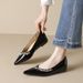 French Gentle Pointed Single Shoes Women's Inner Height Increase Light Mouth Rhinestone Nude Flat Women's Shoes_vogvips.com