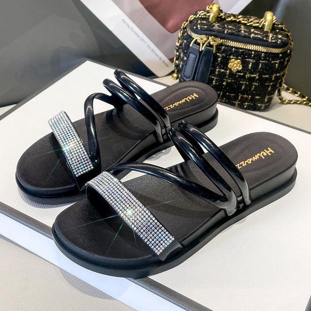 Women's Summer New Fashion Diamond Surface Two-Way Waterproof Beach Sandals Casual Trendy Breathable Slippers_vogvips.com
