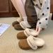 Vintage Closed-Toe Two-Way Casual Thick-Soled Furry For Women Autumn Winter New Lazy Slip-On Cotton Slippers_vogvips.com