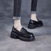 Elegant Natural Color Hand-Grab Pattern Genuine Leather Loafers For Women 2025 Spring New Thick Sole Light Luxury Retro_vogvips.com
