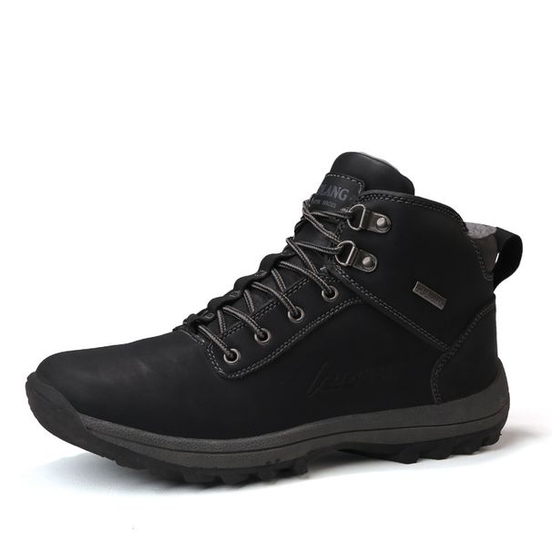 Men's Hiking Shoes, High Top Snow Boots With Plush Insulation, Large Cotton Shoes_vogvips.com