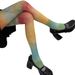 Silk Stockings Sweet Cool Color Rainbow Fishnet Stockings Personality Color Jacquard Fishnet Stockings Fashionable Gradient Personality Pantyhose_vogvips.com