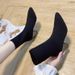 Autumn And Winter High-heeled Women's Shoes, Pointed Toe Chunky Heel Short Thin Velvet Elastic Slim Sock Boots, Martin_vogvips.com