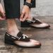 Men's One-piece Bloch Fringe Leather Shoes Size 38-48 2025 Autumn British Pointed Gradient Loafers_vogvips.com