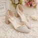 2024 Spring New Women's One-Strap Buckle Closed-Toe Sandals, Korean Style Chunky Heel High Heels, Pointed Toe Hollow_vogvips.com