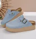 New Design Style Fashion Thick Platform Buckle Closure Closed Toe Mules For Women Size 35 43 Casual Versatile Height_vogvips.com