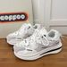 Chunky Sneakers Breathable Mesh Waffle Shoes Forrest Gump Style Couple's White Sports Casual Round Toe Women's Footwear_vogvips.com