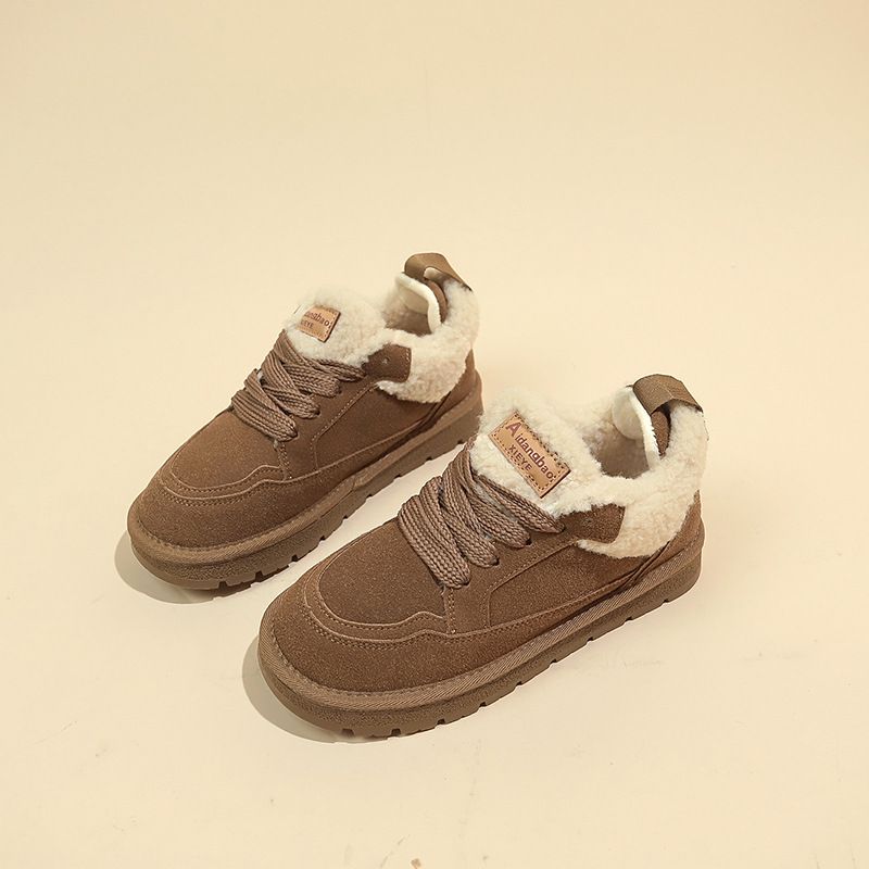 Women's Winter Snow Boots With Thick Fur Lining, Slip-Resistant Rubber Sole, Round Toe Casual Mid-Calf Boots For Cold Weather Integrated Cotton Shoes_vogvips.com