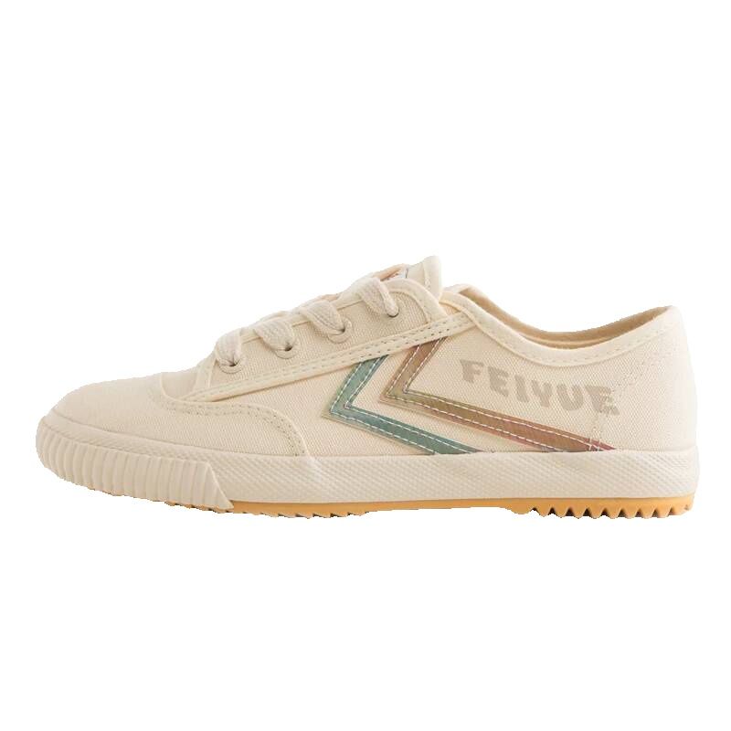 Feiyue Women's Canvas Shoes Korean Style Laser Gradient Color Rainbow Striped Women's Shoes Ret Canvas Shoes 2203_vogvips.com