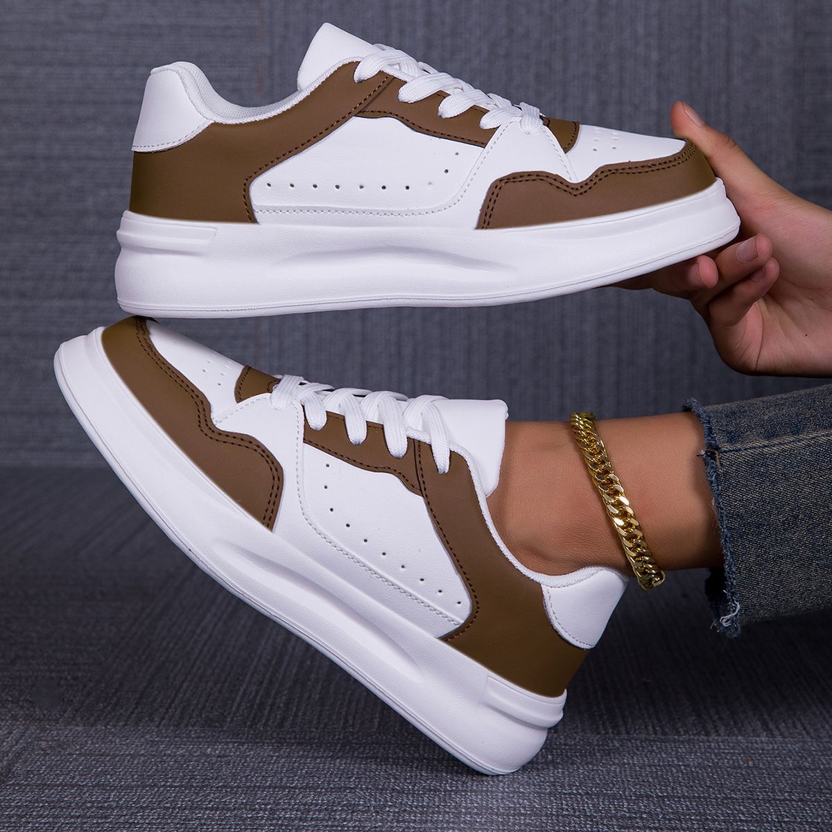 Korean Trendy Couple Style Fashionable Board With Soft Soles, Comfortable And Casual Sports Single Shoes, Lace Up_vogvips.com