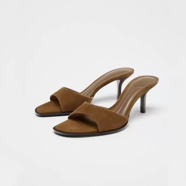 ZA New Women's Shoes French Fashion Suede High Heel Outdoor Comfortable Versatile Sexy Mules Sandals For Women_vogvips.com
