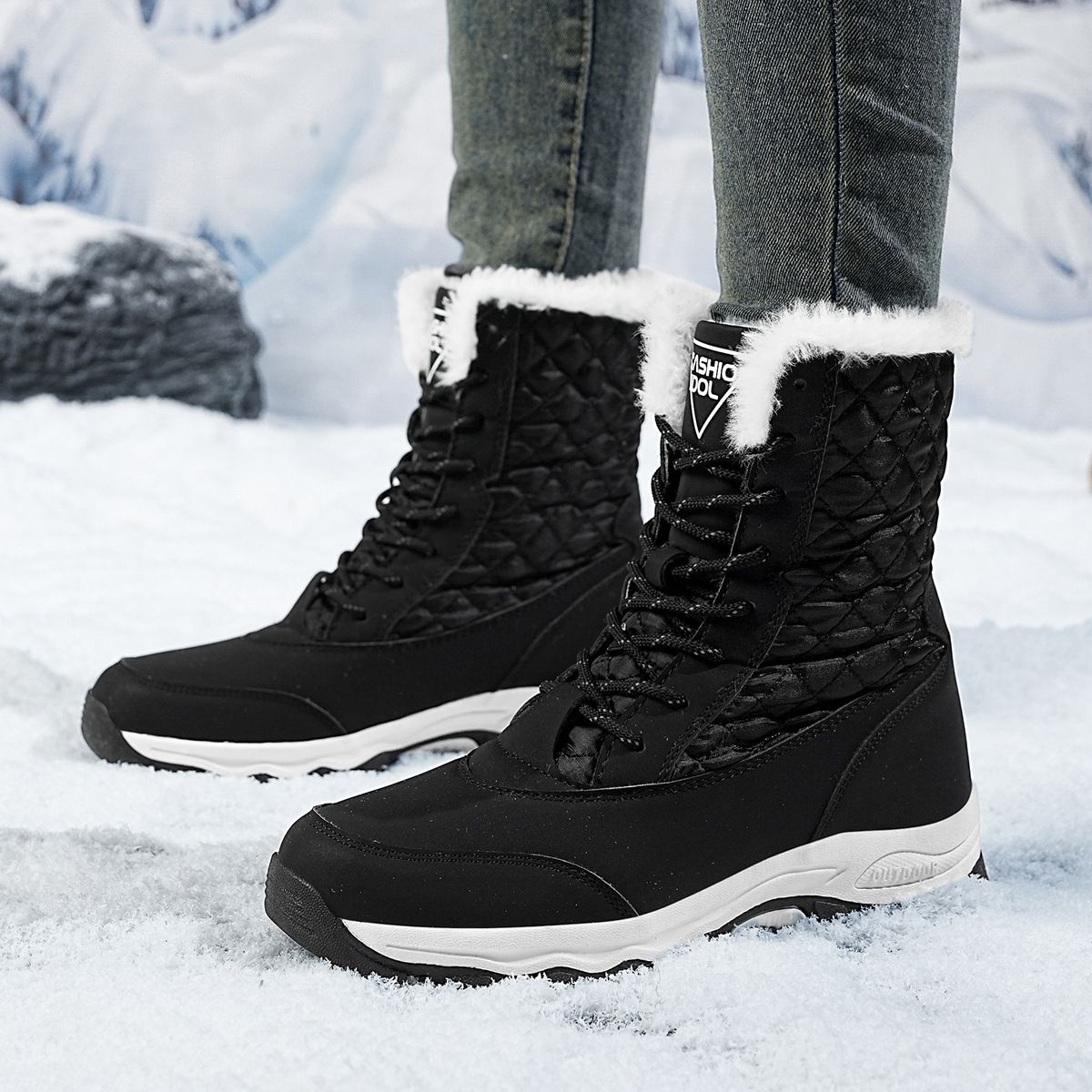 Snow Boots For Women's Outdoor Travel, Thick High Top And Plush Thick Cotton Shoes, Women's Boots_vogvips.com