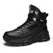 Men's Casual High-Top Martin Boots - British Style Work Boots With Shock Absorption, Round Toe & Lace-Up Design For Winter (Black/Khaki)_vogvips.com
