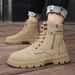 European Warm Series 2025 Spring New High-top Men's Shoes Lace-up Martin Casual Motorcycle British Trendy Fashion Work Boots_vogvips.com