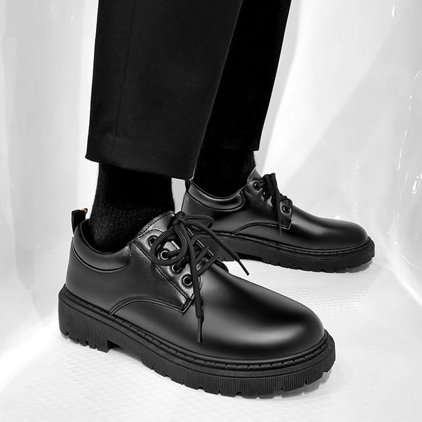 ShoeVault Autumn New Men's Leather Casual Derby Formal Business Wedding Groom Wide Toe Hong Kong Style Suit Trendy Shoes_vogvips.com