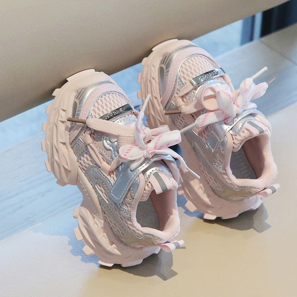 Girls' With Breathable Mesh For Spring And Autumn, Boys' Fashionable Children's Sneakers, Girls' Thick-Soled Dad Shoes,_vogvips.com