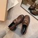 Grape Mom Same Style British Retro Women's Soft Leather Round Toe Small Coin Slip-On Heel Height-Increasing Thick Sole_vogvips.com
