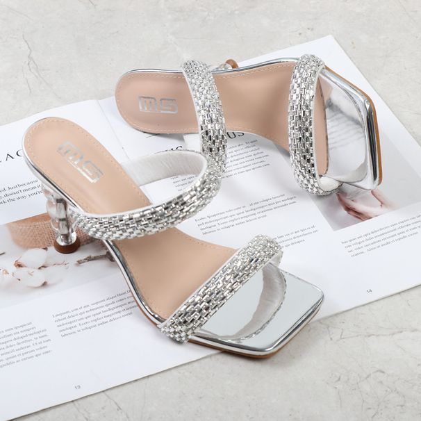 Elegant Rhinestone Pointed Toe High Heels For Women - Comfortable PU Slingback Sandals In Black, Silver, Gold (Sizes 36-42)_vogvips.com