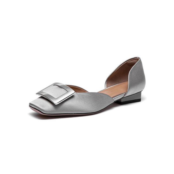 Fashionable Square Buckle Hollow Flat For Women, Shallow Open-toe Sandals, Slip-on Mary Jane Shoes, French-style_vogvips.com