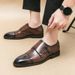 Business Double Buckle Monk Black Formal Professional Leather Office Men's Wedding Shoes_vogvips.com