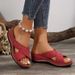 New Slope Heel Flat Casual Slippers For Women With Cross Belt Solid Color Large Size Versatile Shoes_vogvips.com