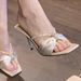 New Nude Satin Rhinestone Ankle Strap High Heel Mules - Women's Summer Outdoor Square Toe Stiletto Half Slippers_vogvips.com