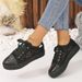 Women's Shoes Casual Single Shoes For Women Autumn New Large Size Round Toe Lace Up Lace Casual Flat White Shoes_vogvips.com