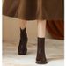 In Stock And Ready To Ship~ British Style Pleated Brown Plush-lined Martin For Women, Early Autumn Short Boots,_vogvips.com