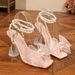 Cross-border Hot-selling Foreign Trade Women's Green High-heeled Sandals, Stylish Comfortable With A Square Toe And_vogvips.com