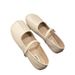 All-match Split-toe Mary Jane Shoes Women's New One-word Flat Shoes With Skirt Milk Shoes Tide_vogvips.com