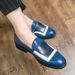 Euro Step British Color Block Brogue Men's 45 Hair Stylist Men 46 Korean Style Loafers Leather Large Size Groomsmen Trendy Shoes_vogvips.com