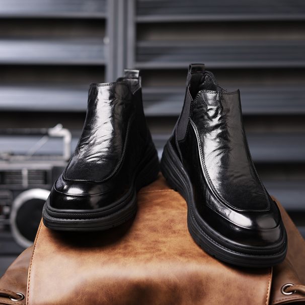 New Leather Spring Men's Shoes High-top Men's Heightening Tooling Martin Boots_vogvips.com