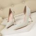 European And American Light Luxury Sexy Women S Metal Flower Thin High Heel Side Hollow Wedding Pointed Toe Gold_vogvips.com
