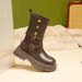 Round Toe Thick Sole Melard Mid-Calf Long Short For Women 2025 New British Style Martin Boots With Adjustable Buckle_vogvips.com