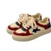 Womens Red Blue Star Patch Sneakers Thick Rope Laces Low Top Casual Shoes_vogvips.com