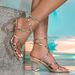 Glamorous Crystal-Embellished Strappy High Heel Sandals For Women – Transparent Thick Sole Party Shoes With Comfortable Square Toe Design_vogvips.com