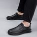 New Leather Men's Black Casual Slip-On Lazy Soft Sole Driving Work Fashion Comfortable Dad Shoes_vogvips.com