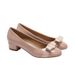 European American Patent Leather Bow Flat Women's Thick Mid Heel Round Toe Single Shoes Women Spring And Autumn Retro_vogvips.com