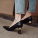 Chunky Single Shoes For Women 2024 New Spring Design Sense Niche Temperament Irregular Heel Shallow Mouth Pointed Toe_vogvips.com