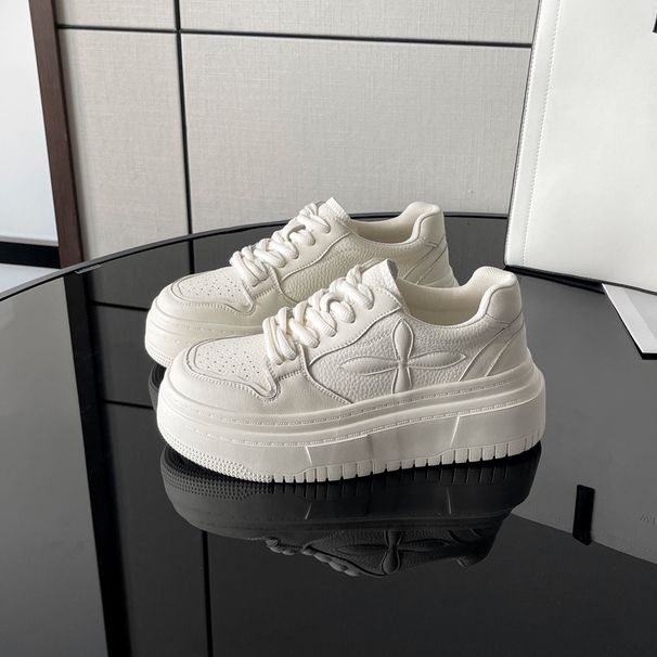 Luji Platform White Sneakers For Women, Popular Online, Suitable For All Occasions, Cross-shaped Bread-shaped Design, Comfortable And Stylish._vogvips.com