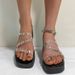 Fashion High-heeled Rhinestones Transparent Line With Slippers Women Large Size Waterproof Platform Platform Sandals Women_vogvips.com