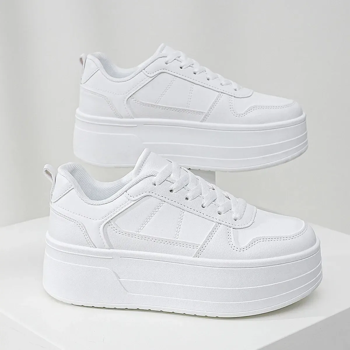 2024 New Style Casual Shoes For Women, Ladies Platform White Shoes, Comfortable Sneakers, Increase Height By 5cm_vogvips.com