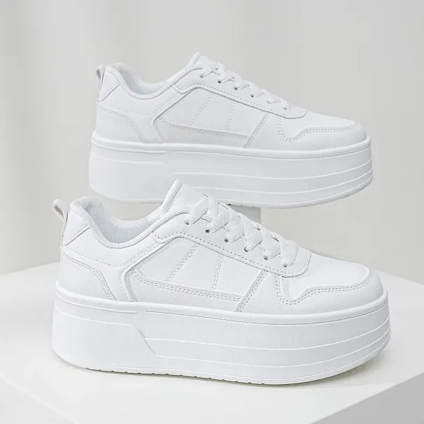 2024 New Style Casual Shoes For Women, Ladies Platform White Shoes, Comfortable Sneakers, Increase Height By 5cm_vogvips.com