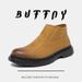 Retro Tooling Boots Men's Thick-soled Heightening Rhubarb Boots Side Zipper Short Boots_vogvips.com