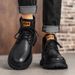 European Warm Series High-top Men's With Ultra-fiber Upper, Height-increasing Thick Sole, Comfortable Casual Work Boots, Waterproof British_vogvips.com
