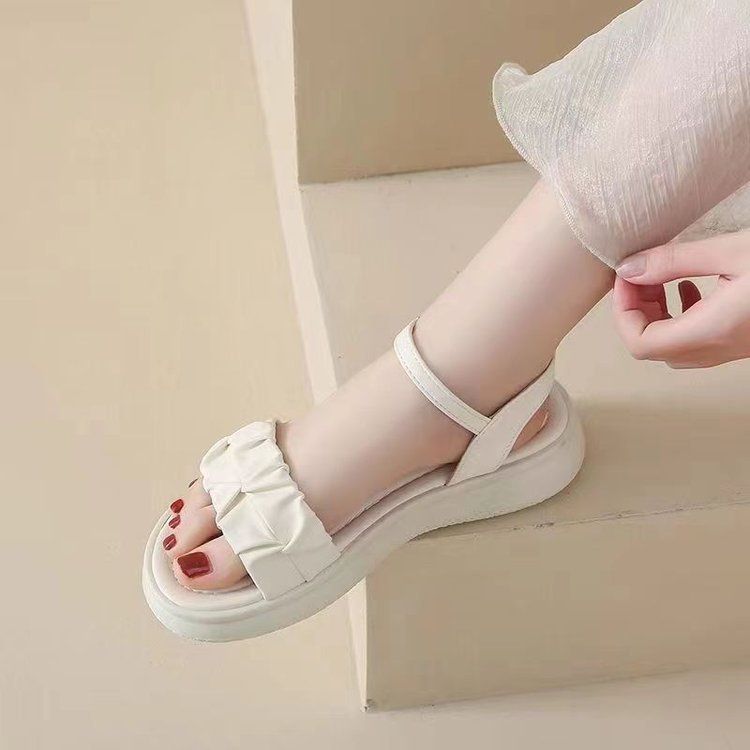 Sandals Female Outer Wear Versatile Flat Fairy Style With Skirt Sandals Word With Roman Women's Shoes_vogvips.com