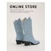 Western Cowboy Martin For Women 2025 Spring And Autumn New Style Chunky Heel Slimming Over-the-Knee Mid-Calf Pointed Toe_vogvips.com