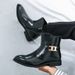 New Fashion Brown Retro Chelsea Boots Men's Pointed Toe Suit Martin Boots British Crocodile Pattern Business Men's Boots Leather Short Boots_vogvips.com