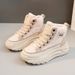 Neue Winter High-top Frauen Schuhe Mit Samt Baumwolle Schuhe Warm Zu Halten, Lamm Wolle Dicke Sohlen Erhöhen_vogvips.com